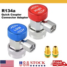A/C Quick Coupler Connector Adapters High/Low Manifold AC Gauge R134A Auto Set