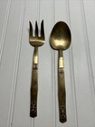 Gold Tone Thailand Serving Spoon And Fork Handles Are Engraved
