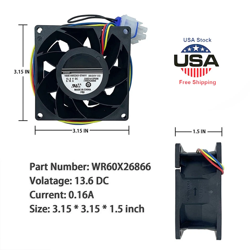 Actualización para motor ventilador evaporador refrigerador GE WR60X26866 WR49X25197 239D1412 Foto 2 de 4