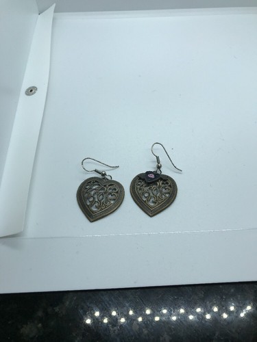 Vintage heart charm gold tone necklace with earrings M17 - Picture 9 of 9