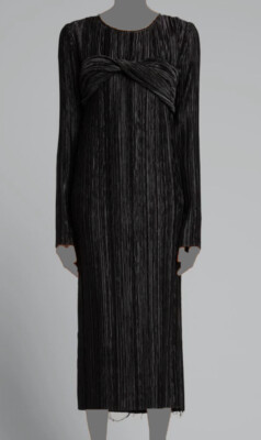 $1650 Marina Moscone Women's Black Plisse Sheath Midi Dress Size 2 | eBay