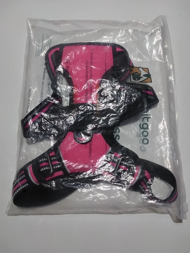 Dog Harness, No-Pull, Soft Chest ( Hot Pink/Black) Size Medium