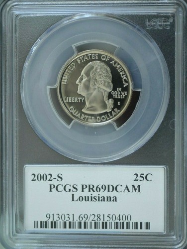 2002 S - WASHINGTON LOUISIANA QUARTER PCGS PR69 - BU CAMEO CONDITION  - Picture 1 of 4