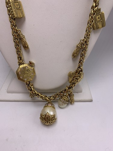 NWT  Carolee  Gold tone unique perfume charm statement  necklace 18" p323 - Picture 1 of 8