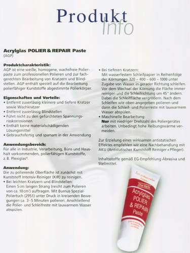 Acrylglas Polier + Repair Paste AGP. Polierpaste 75 ml - Burnus Acrylglas - Picture 3 of 3