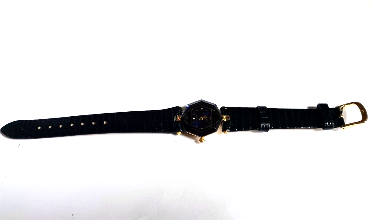 Gucci Diamond Blue / Black Quartz Watch 5 Diamonds Size 7 Working