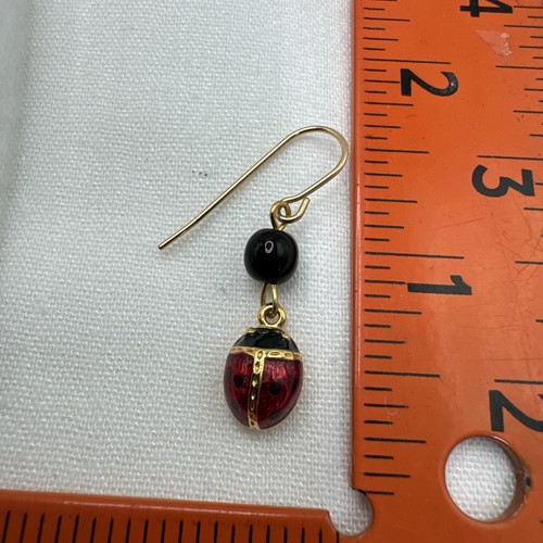 Vintage MMA MoMA Russian Imperial Ladybug Earring Gold Tone MINT! - Picture 5 of 6