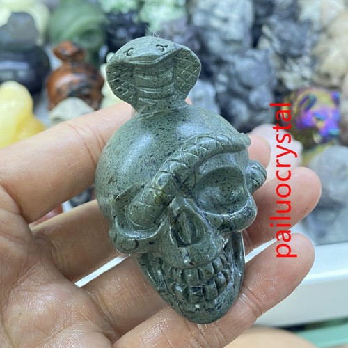 2.3" Natural unknown Snake Skull Quartz Crystal Skull Carved Figurines 1pc - Picture 8 of 9