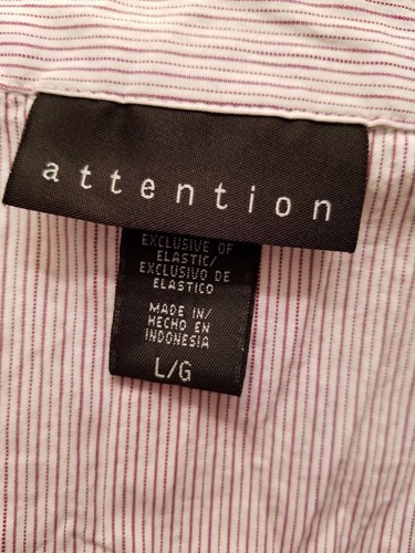 Attention Womens Shirt Top Blouse Size L Large Purple White Striped - Picture 2 of 3