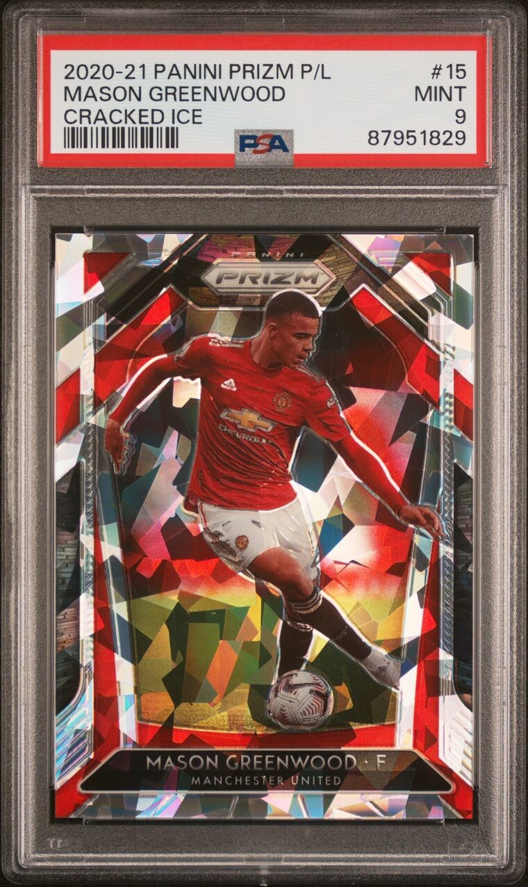 2020-21 Panini EPL Prizm MASON GREENWOOD Man Utd Rookie RC Cracked Ice 14/23 SSP