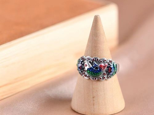 Retro Silver Fashion Koi Fish Lotus Ring Opening - Picture 9 of 11