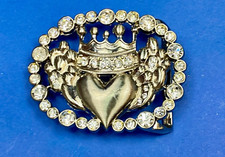 Rhinestone Covered Cut Out Heart Shaped See Through Belt Buckle