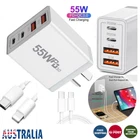 55W 4 Port USB-C PD Fast Charging Wall USB C Charger Power Adapter Type-C Brick