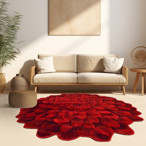 Flowers Hand Carved Floral Rose Novelty Thick Round Rug Design 303 - Picture 55 of 63