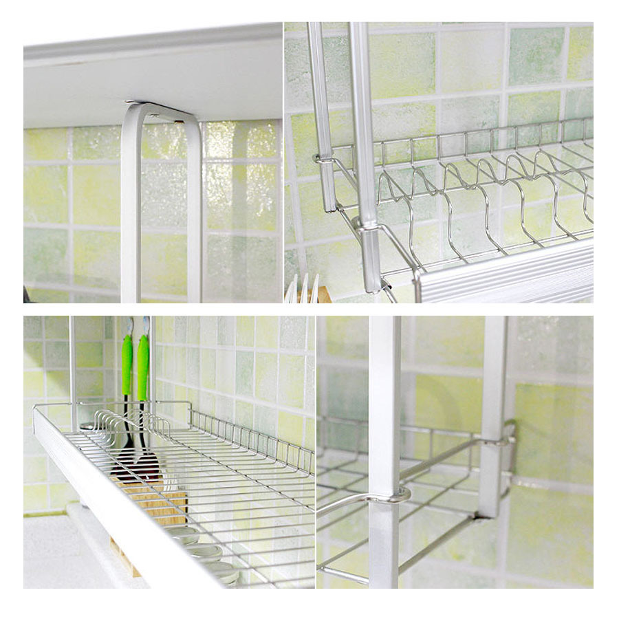 parcialidad muerte Microordenador Stainless Dish Drying Rack Shelf Kitchen Organizer Aluminum Bar Durability  | eBay