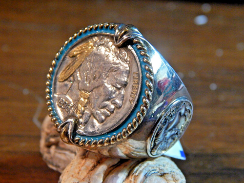 Men's 925 'Bradford Exchange' 1936 Indian Head Nickel, Size 11.75, 21 grams - Picture 2 of 19