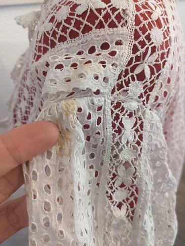 Antique Edwardian Victorian Lace Shirt Ivory long Sleeve Small - Picture 5 of 9