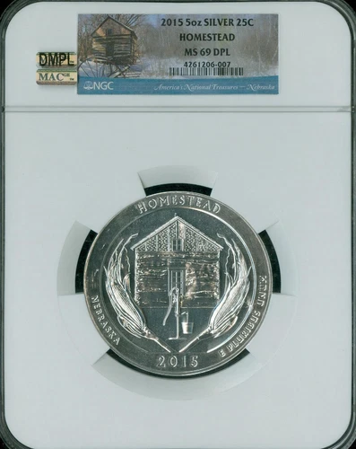 2015 HOMESTEAD PARK  5 OZ SILVER QUARTER NGC MS69 DPL  MAC SPOTLESS *