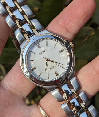 Seiko Slim Dolce 8J41-6150 2-tone Textured Dial Original Integrated Bracelet