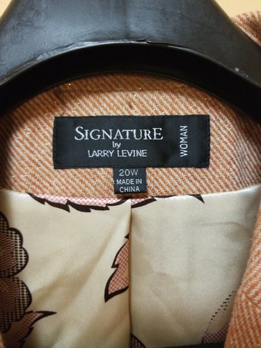 Signature by larry levine Women Pinstriped pink/cream Jacket Blazer Size 20W - Picture 2 of 6