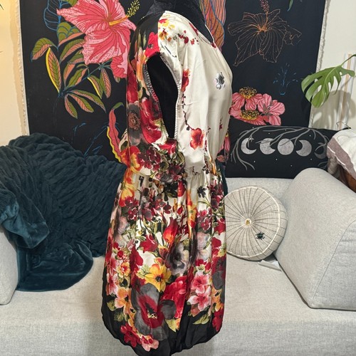 XXI Floral Round Neck Sleeveless Cinched Waist Chiffon Dress, Multi-Color, Large - Picture 2 of 14