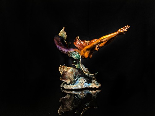 Mark Hopkins Meerjungfrau Bronzeskulptur Maße 15" L x 10" H - Bild 6 von 13
