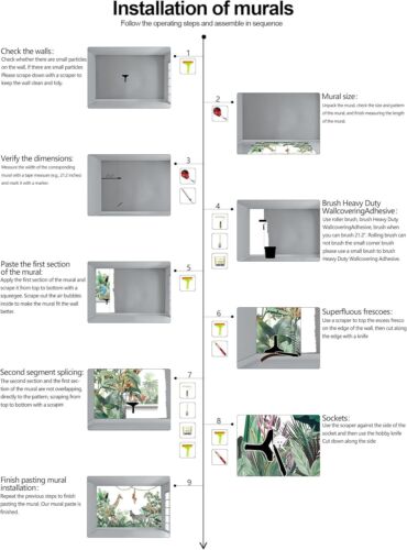 Seamless 8-Piece Tropical Jungle Wall Mural - Perfect for Nursery Decor - Picture 9 of 9