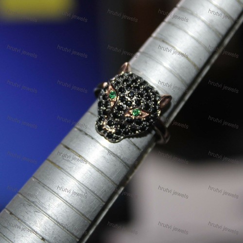 0.50 Ct Simulated Diamond Panther Head Statement Ring Rose Gold Plated Silver - Picture 4 of 8