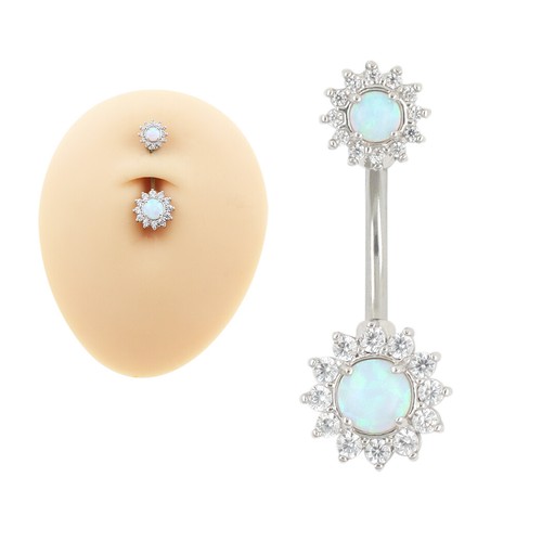 1PC 14G OPAL Belly Button Rings Surgical Steel Navel Piercing Body Jewelry - Picture 1 of 18
