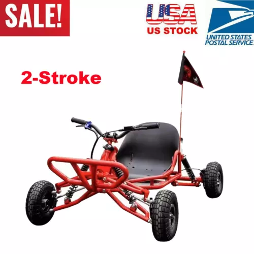 New Off Road Go Kart with Pull Start Gasoline Power with 10" Tire (Red) Fun Toy