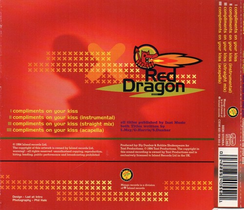 Red Dragon and Brian & Tony Gold - Compliments On Your Kiss (CD Single 1994) - Picture 2 of 2