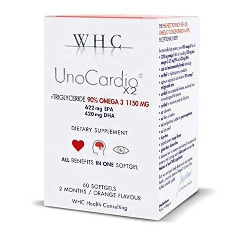 WHC UnoCardio X2 Omega-3 - 60 Weichkapseln | 1150mg EPA & DHA | Herz & Gehirn Gesundheit - Bild 1 von 6