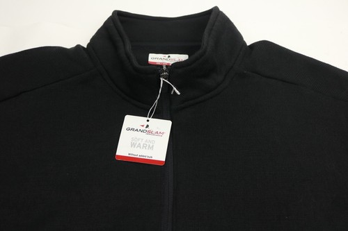 Grand Slam Performance Men's Fleece Black Lightweight 1/4 Zip Sweater Pullover - Picture 2 of 5