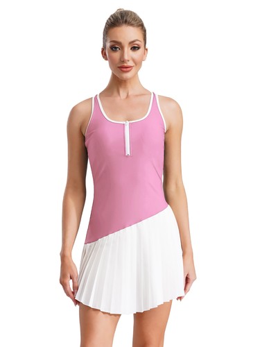 Women Activewear Lightweight Skirts Color Block Dresses Casual Sleeveless Golf - Picture 28 of 34