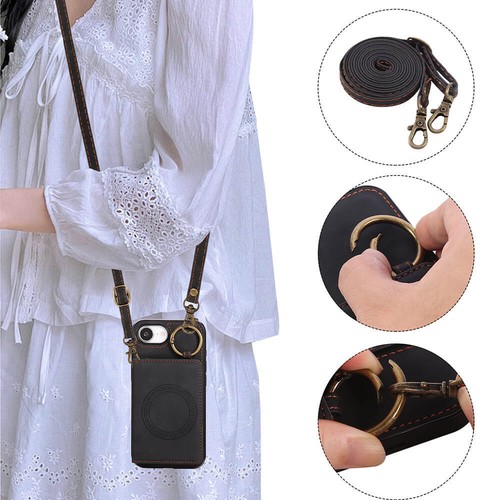 Handy Hülle mit Band Handykette für iPhone 16 15 14 13 Pro Max Wallet Case Cover - Bild 8 von 17