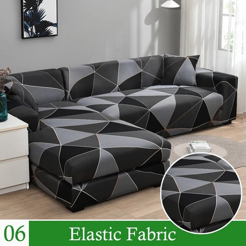 Geometric Elastic Sofa Cover Sectional L-Shape Corner Sofa Slipcover Stretch - Picture 29 of 57