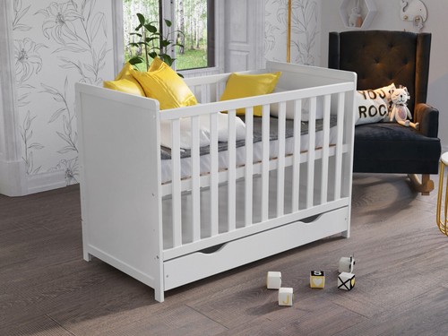 Matilda White Baby Cot Bed 120x60cm - Picture 2 of 10