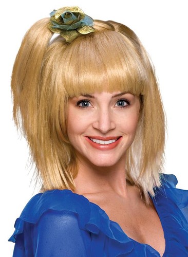 Adult Blonde Blond 70s Prom Girl Pony Tail Costume Wig