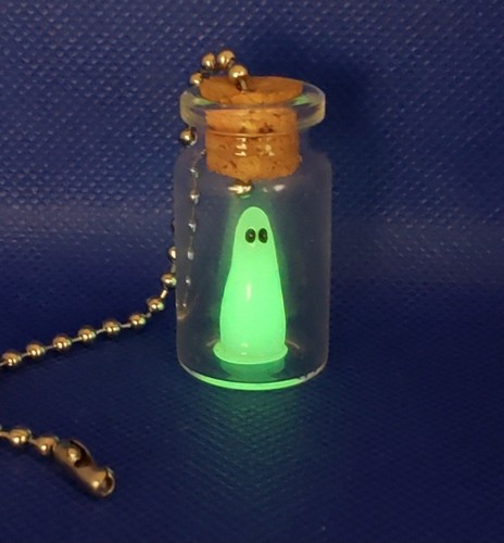 Glow-in-the-Dark Ghost Glass Bottle Light Pull or Fan Pull - Ghost  - Picture 1 of 4