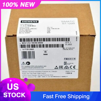 Siemens 6ES7212-1BE40-0XB0 S7-1200 CPU 1212C Compact CPU, AC/DC/Relay New Sealed