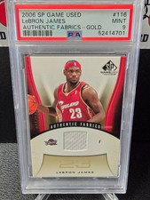 2006 SP Game Used Authentic Fabrics Gold /100 LEBRON JAMES #116 PSA 9 MINT