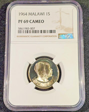 1964 Malawi 1S Shilling Corn cob Coin Proof NGC PF 69 Cameo