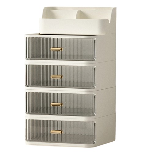 Desk Organiser with Drawer Stackable Makeup Storage Container For Cosmetics Tool - Picture 3 of 12