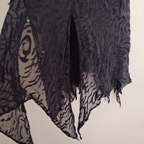 Alex Evenings Dress 12 Silk Beaded Whimsigoth Grunge Fairy Hanky Hem Witchy Y2K - Picture 2 of 16