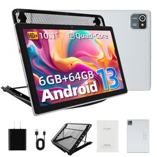 Tablet 10.1 inch Android 13 Tablet 6 64GB RAM Quad Core 1280 800 IPS WIFI HD US