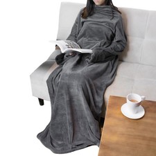 Wearable Blanket with Sleeves for Adult Women Men, Cozy Fleece Warm Wrap Thro...