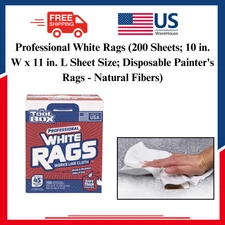 White Painter's Rags, 200 Sheets (10x11 in., Disposable, Natural Fibers)