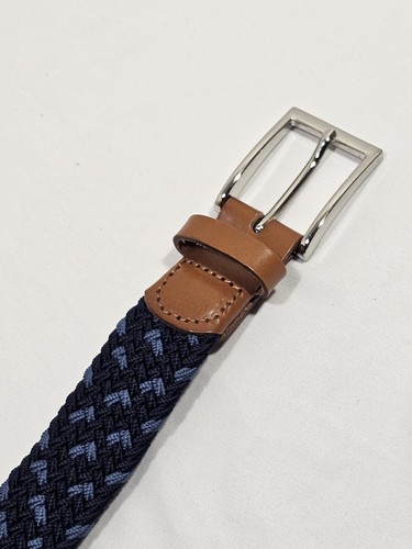 J. Crew Herren Größe Medium (32-34) geflochtener elastischer und Ledergürtel zweifarbig blau - Bild 6 von 6