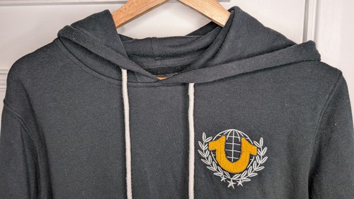 True Religion 02 Collegiate Pullover Herren schwarz Hoodie Sweatshirt - Größe M - Bild 2 von 12