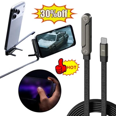 MARKENLOS 240w Fast Charging Foldable Bracket Data Cable with New Built-in Folding Holder